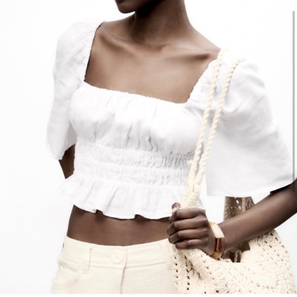 NWOT Zara linen tie back crop top⭐️